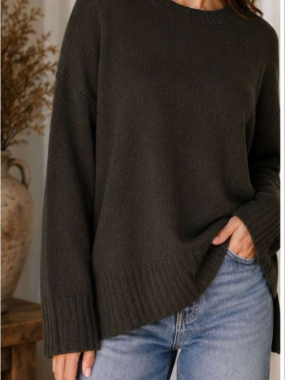 Cyrus Olive Green Crewneck Sweater